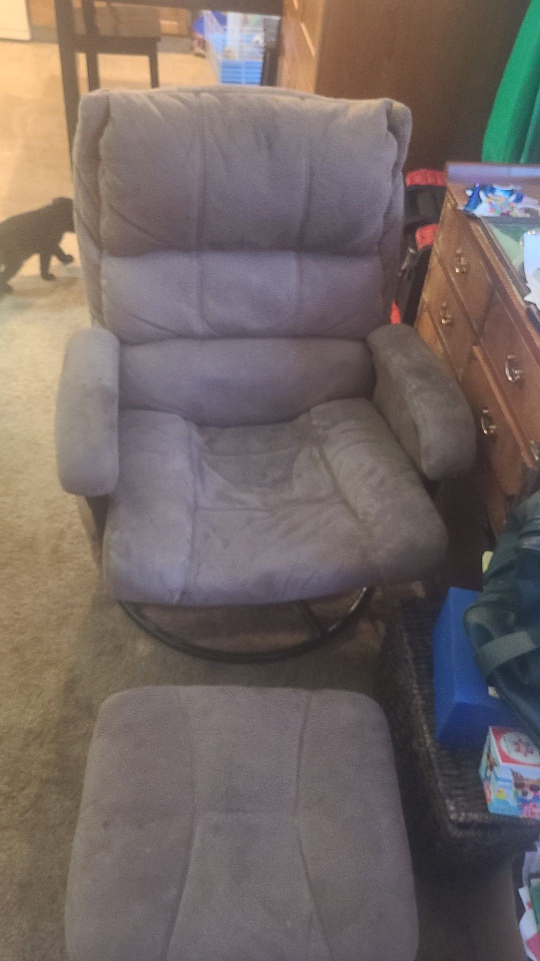 Sued rocker glider reclining chair with ottoman