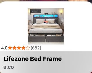 Lifezone Bed Frame with Storage and LED