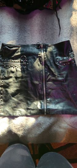 Black Faux Leather Studded Mini Skirt kill star
