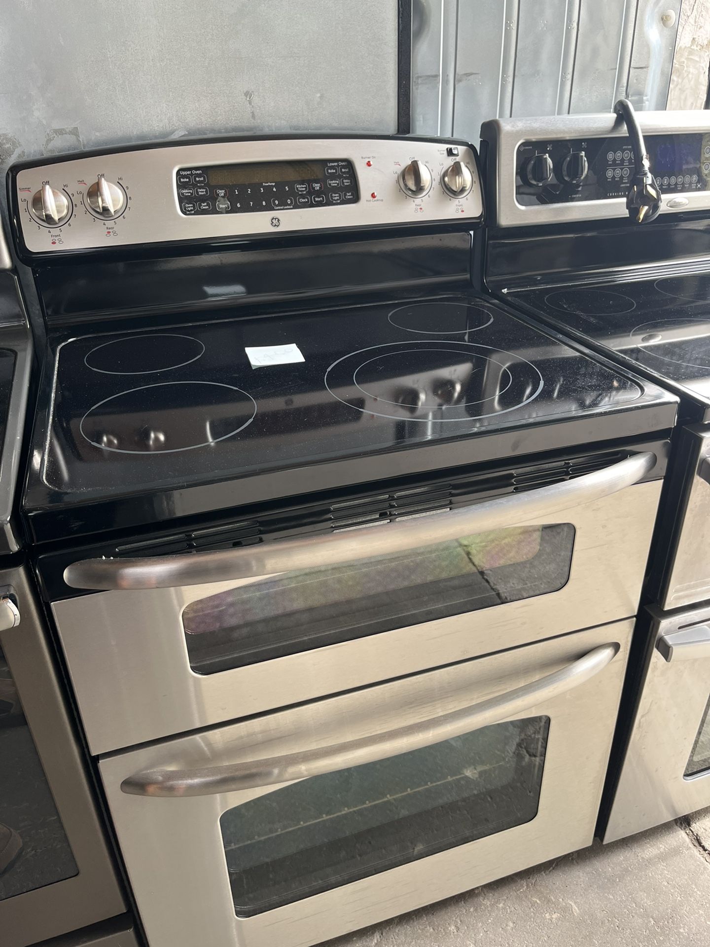 GE Stainless Steel Double Oven Glasstop Electric Stove