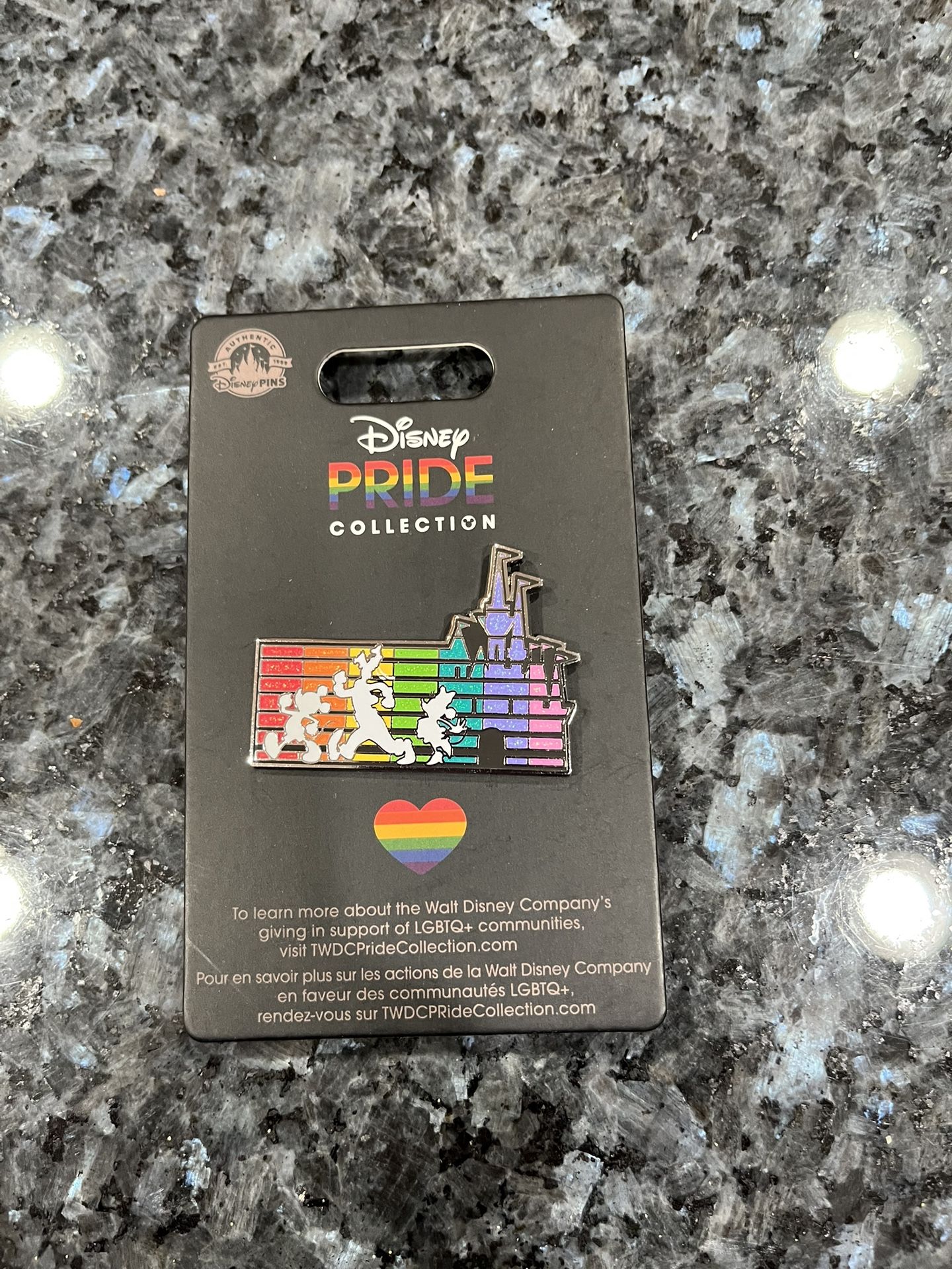 Disney Pride CollectionMickey Mouse and Friends Trading Pin with Castle. Brand new on original card.