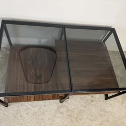 Glass Wood Coffee Table 