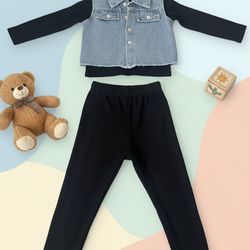 Toddler Unisex Denim Vest Outfit – Playful Comfort Set