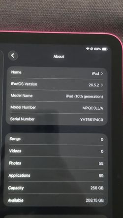 Ipad 10th gen 256GB ( Pink )
