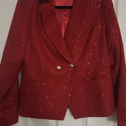 Womens Red Tweed Blazer