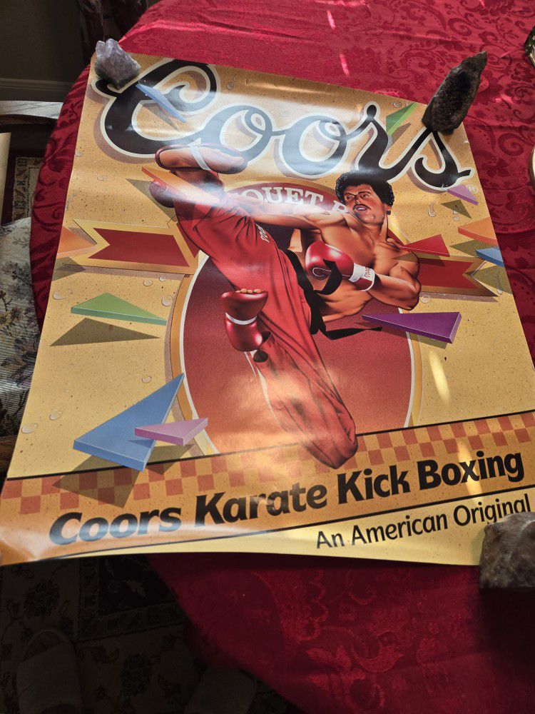 Vintage Coors Karate Kick Boxing Poster 