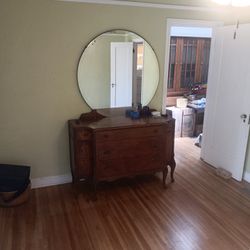 Antique Dresser With Inlay And Mirror