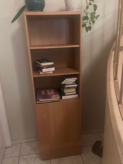 Tall Wooden Bookcase with Cabinet