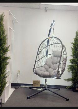 New Swing Hanging Birdcage Egg Chair with Stand Indoor Outdoor 350lbs Capacity