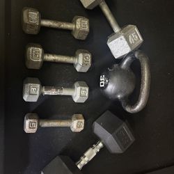 6 Dumbbell Weights Fitness 45lb 50lb 10lb 30lb 8lb
