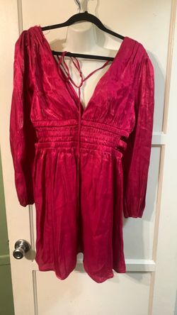 Red Satin Mini Dress Long Sleeve