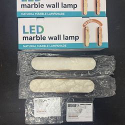 Set of 2 Modern 19.7" Oval Alabaster Marble Wall Sconces Hardwired (New)