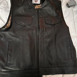 Leather Vest Black 2XL 