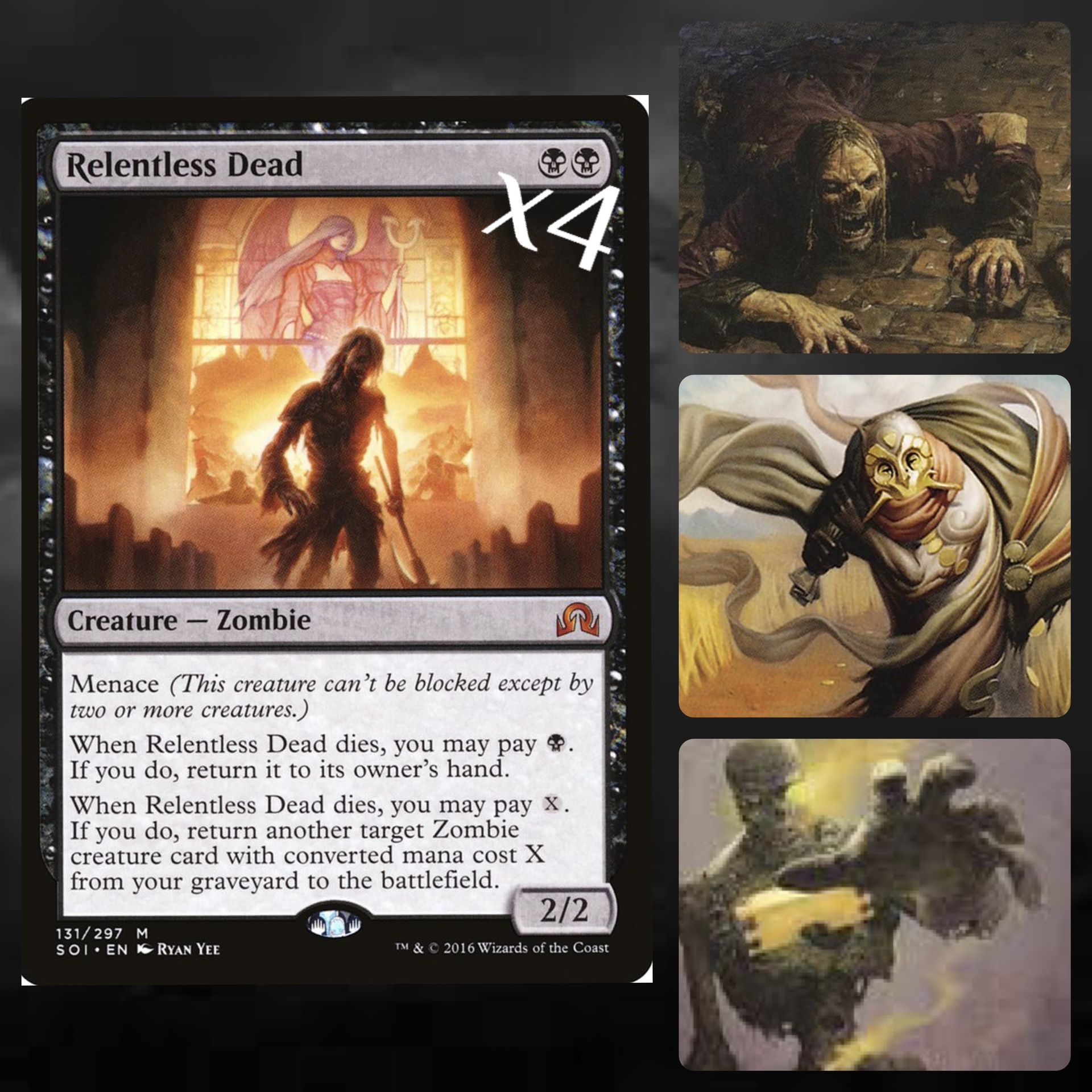 MTG Mono Black Zombies Deck- 60 + sideboard- 4x Relentless Dead! $100 value!!