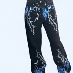 ⚡ Y2K Lightning Print Jeans ⚡ Size M