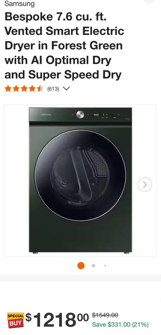 NEW Samsung Bespoke 7.6cu.ft. Electric Dryer Latest Model