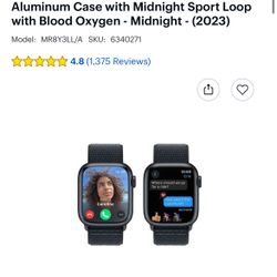 Apple Watch Series 9 (GPS) 41mm Midnight Aluminum Case with Midnight Sport Loop with Blood Oxygen - Midnight - (2023)