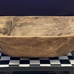 Vintage Hand-Carved Wooden Dough Bowl  22”x 9.5”