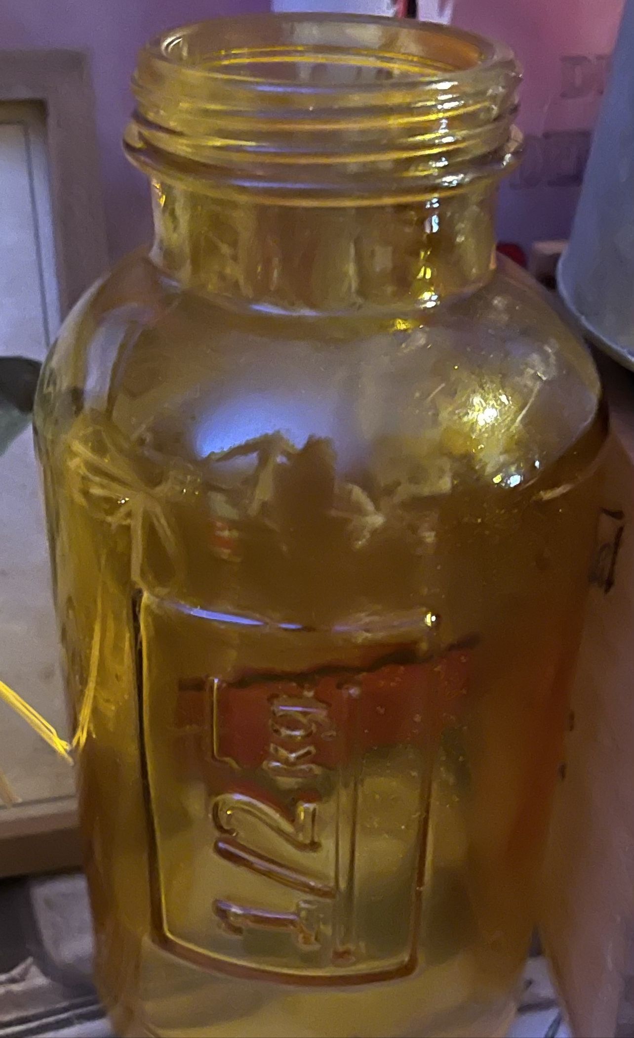 Vintage Apothecary Jar Medical Medicine Bottle Yellow thick Glass 1/2 kg Curiousity Jar Collectible Antique Jar excellent condition