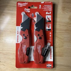 Milwaukee FastBack 6-in-1 Folding Utility Knives (2-Pack) – Brand New