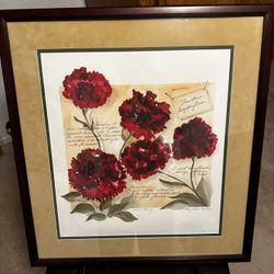 Oil Painting, Carnations, Signed, Framed