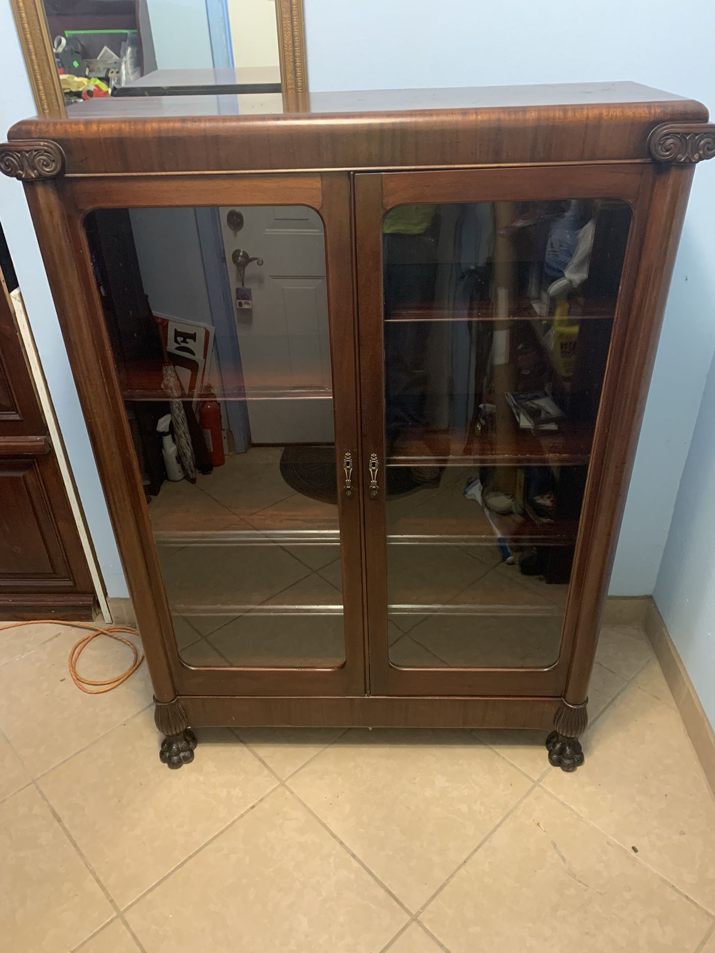 Antique Glass Door Cabinet 