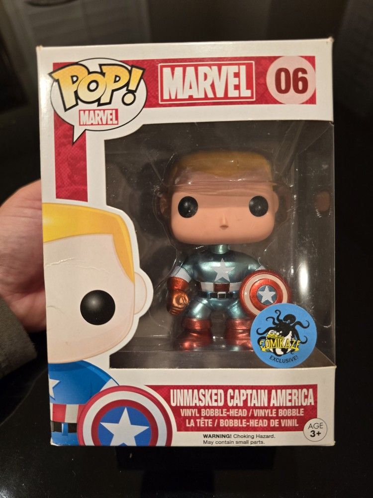 Funko Pop! Marvel - #06 Unmasked Captain America Comikaze 2014