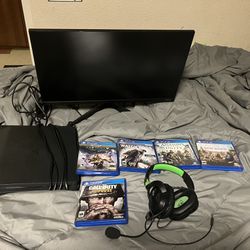 Ps4 and Monitor with Games 