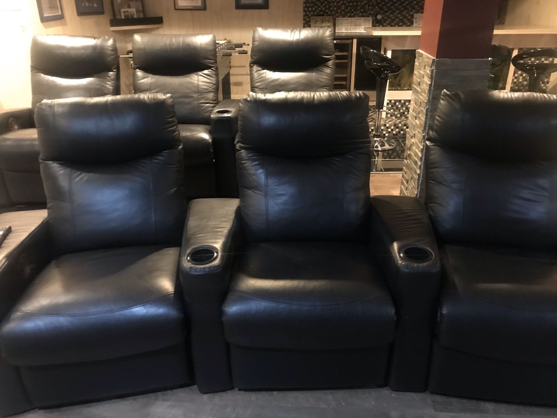 Black leather “movie theatre” recliners 2 chairs for Sale in Elk Grove Village, IL OfferUp