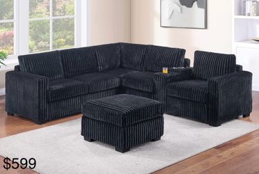 Black Ottoman Sectional With Ottoman 