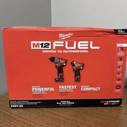 New Milwaukee 3497-22 M12 FUEL Impact Driver And Hammer Drill 2-Tool Combo Kit 12V