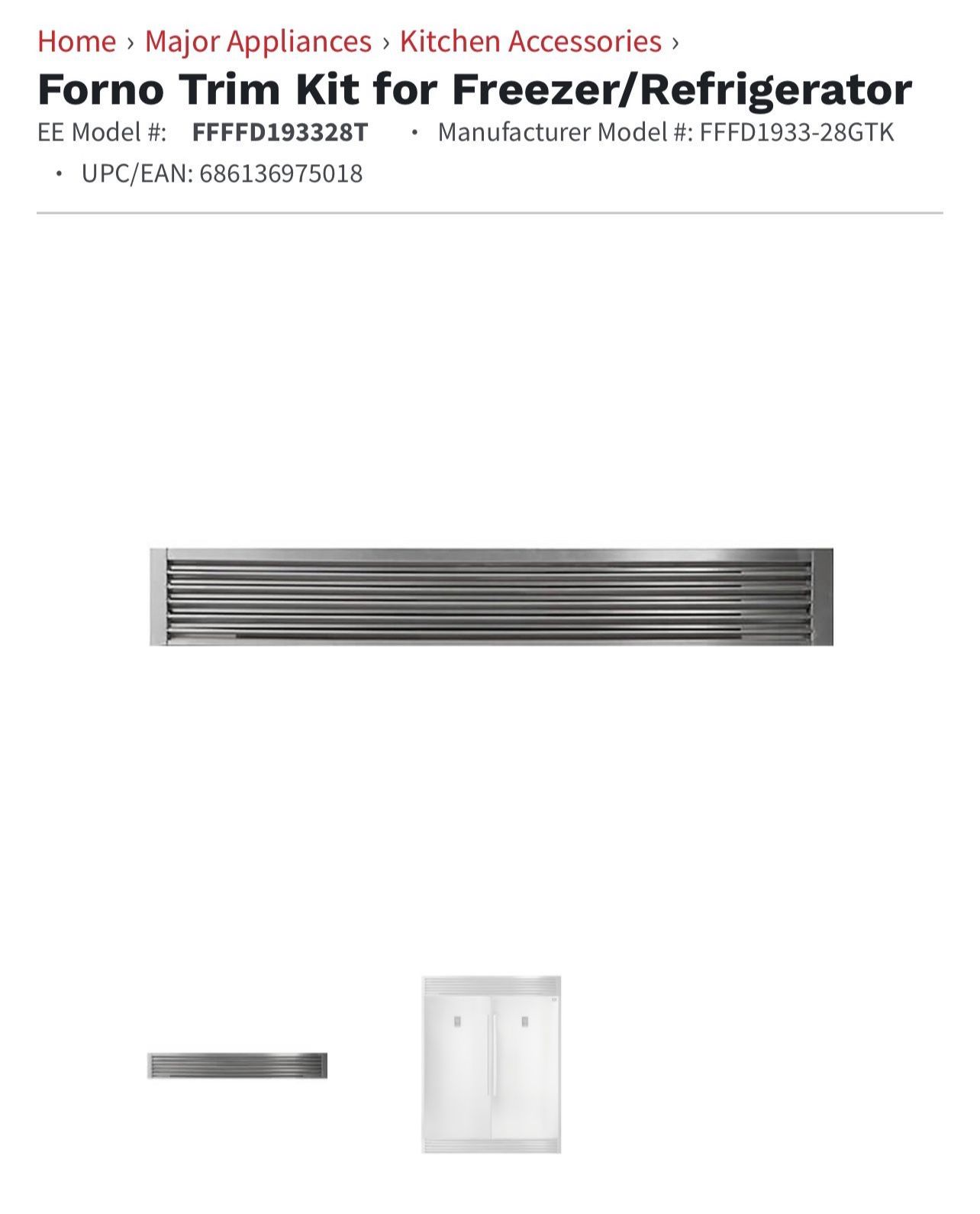 Forno Trim Kit for Freezer/Refrigerator