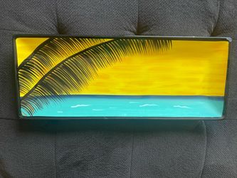 Vintage Clay Art Tiki Hand-Painted Tropical Serving Platter