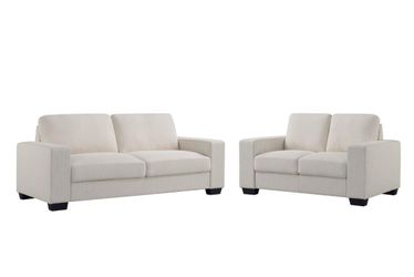 Brand New Ivory Sand Linen Fabric Sofa & Loveseat