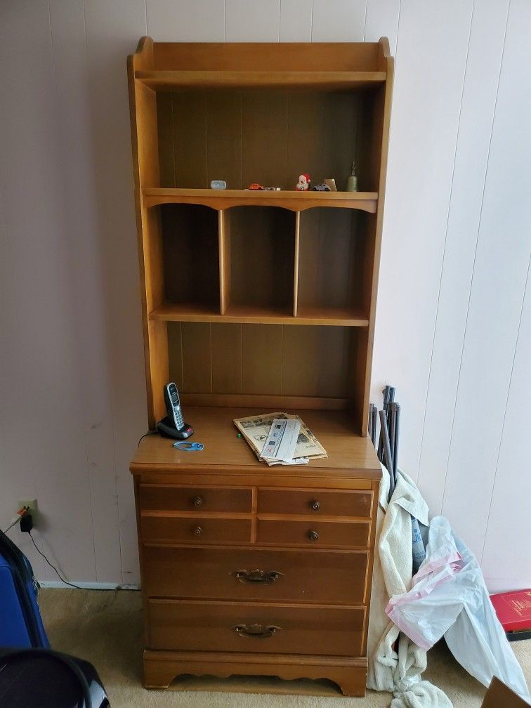 Wood Chest of Drawers with Storage Cubbies. 2- Piece