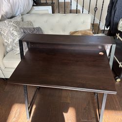 Brown Wood Desk With Shelf