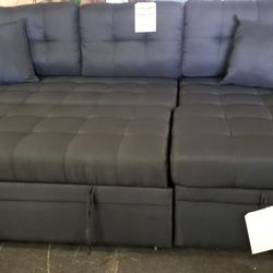 Black fabric sofa chaise sectional