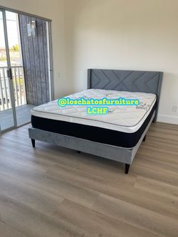 Queen size bed frame and mattress