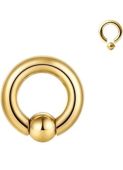 Gold Captive Bead Ring 2G 6mm Surgical Steel Hoop Piercing Jewelry Septum Ear