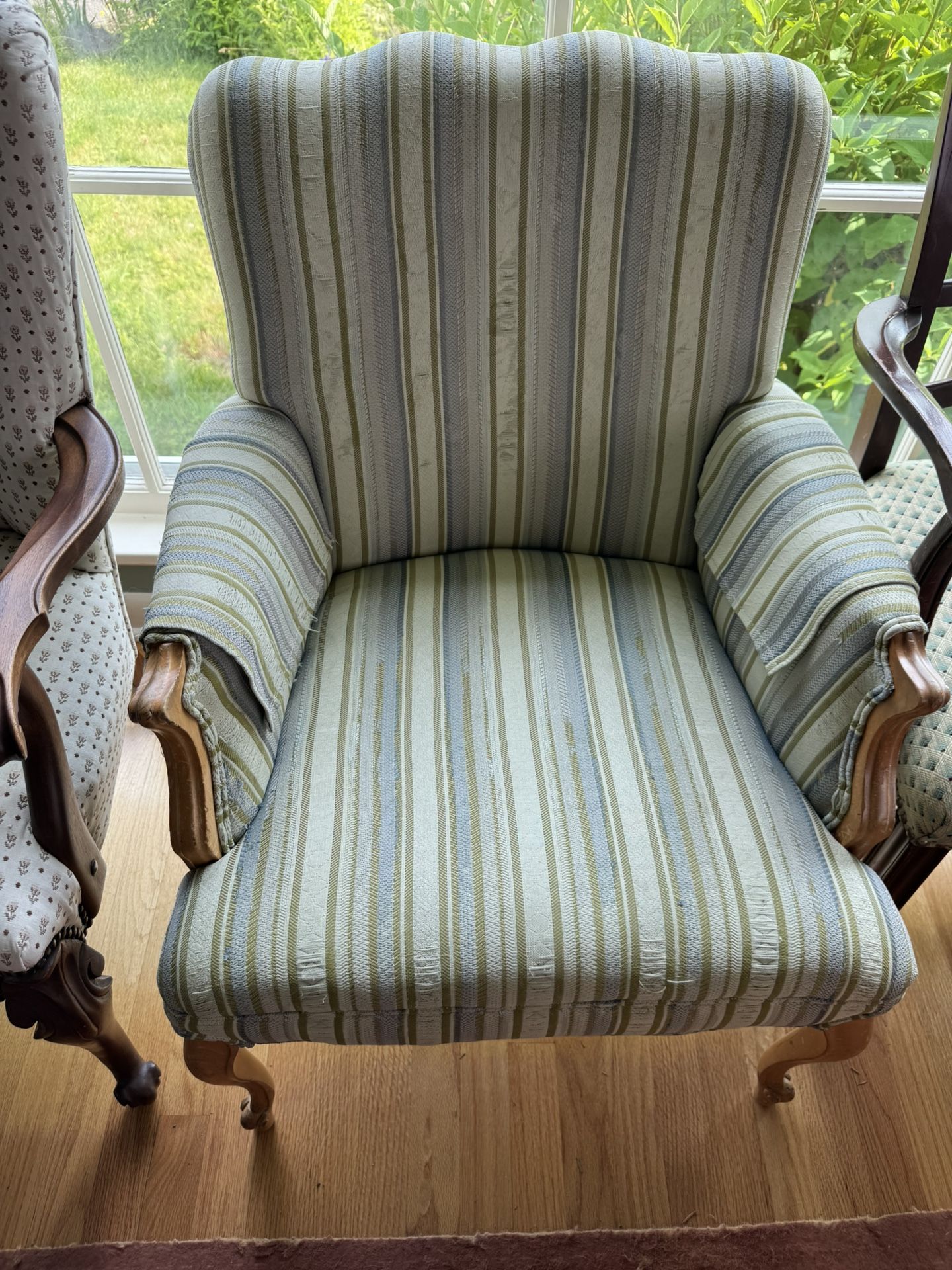 Striped Upholstered Armchair – 25"W x 29"D x 35"H
