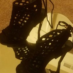 Sexy lace up boots. Black, New never worn.