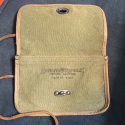 Banana Republic Travel & Safari Cotton Canvas Leather Document Bag Olive Brown