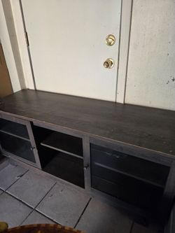Dark Brown Wood TV Stand with Storage