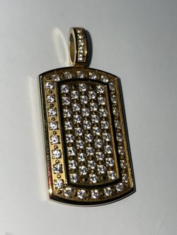 CZ Stainless Steel Dog Tag Pendant