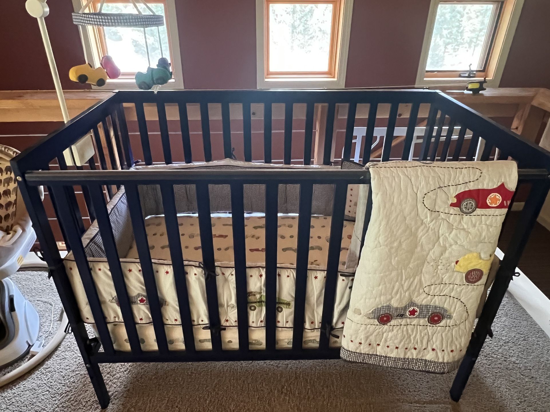 Dream On Me Synergy 5-In-1 Convertible Crib In Royal Blue, Greenguard Gold Certified