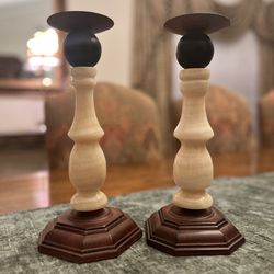 Onyx and metal candle sticks.