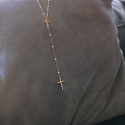 Very Dainty Goldish Cross Necklace