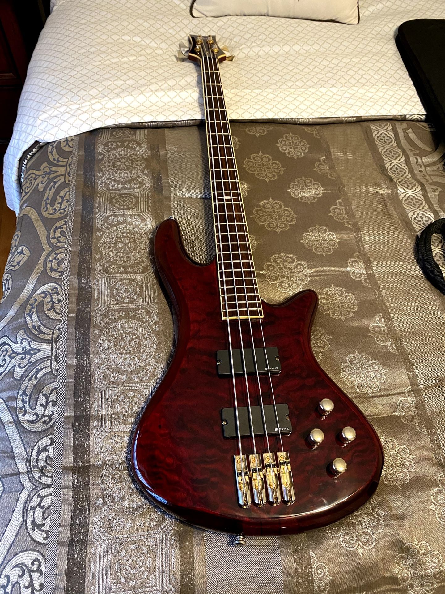 Schecter Elite 4 bass - with amp, pedalboard, case, and extras