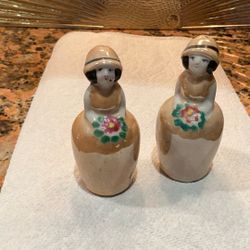 Vintage Salt And Pepper, Shakers Flapper Lusterware Nor Taki, Japan 1940s