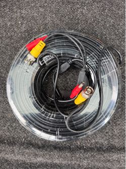 200-foot black CCTV security camera extension cable with video and power connectors